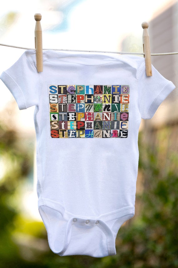 Personalized Baby Bodysuit Featuring the Name STEPHANIE Showcased