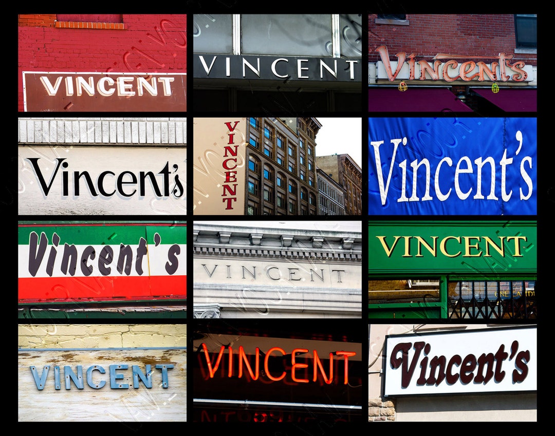 Vincent Lettering Personalized Poster Featuring VINCENT Showcased in Photos of Signs; Art ...