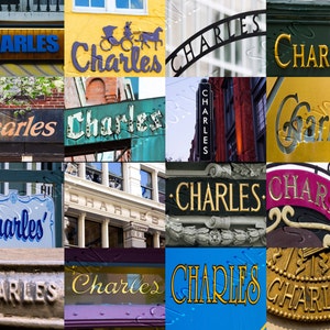Personalized Photo Canvas featuring the name CHARLES in photos of signs; Wall art; Wall decor; Home decor; Housewarming gift