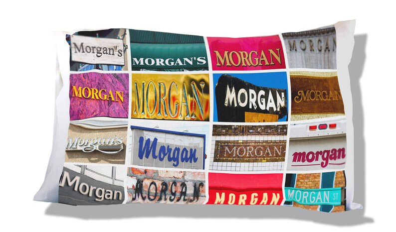 Personalized Pillow Case featuring MORGAN in sign photos; Custom pillow cases; Teen bedroom decor; Cool pillow case; Personalised bedding