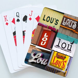 Custom Playing Cards featuring the name LOU in actual sign photos; Personalized playing cards; Deck of cards; Poker; Card games