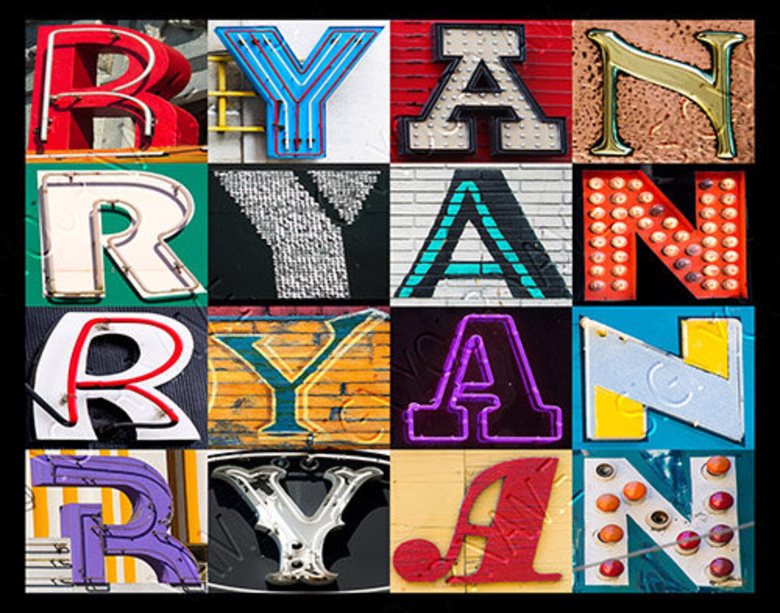 Ryann Letters RYAN Personalized Poster Featuring Photos of Alphabet Letters From ...