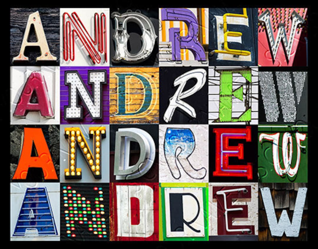 ANDREW Personalized Poster Featuring Photos of Alphabet Letters From ...
