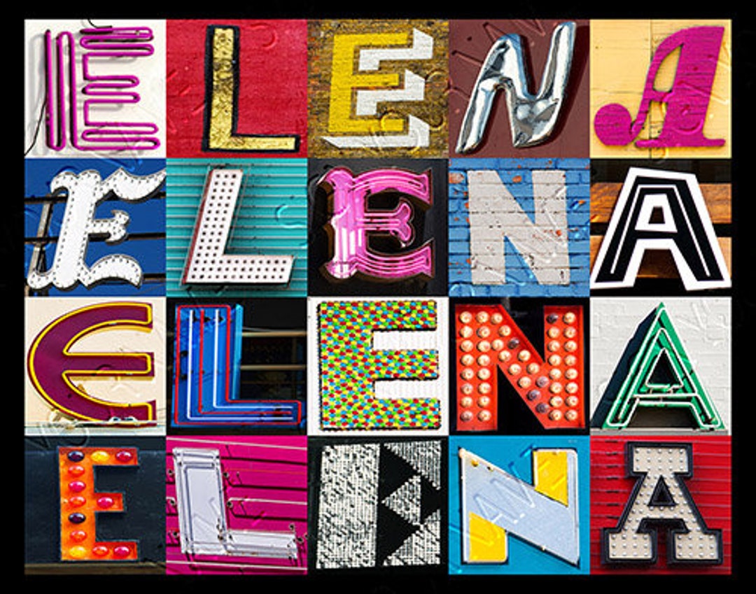 ELENA Personalized Poster Featuring Photos of Sign Letters; Typography ...
