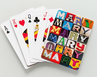 Personalized Playing Cards featuring the name MARY in letters from photos of actual signs; Deck of cards; Poker; Playing card
