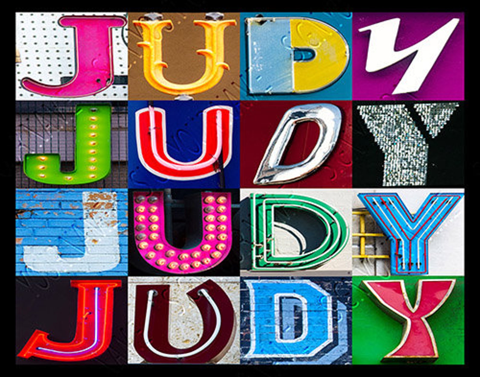JUDY Personalized Poster Featuring Photos of Letters From Signs ...