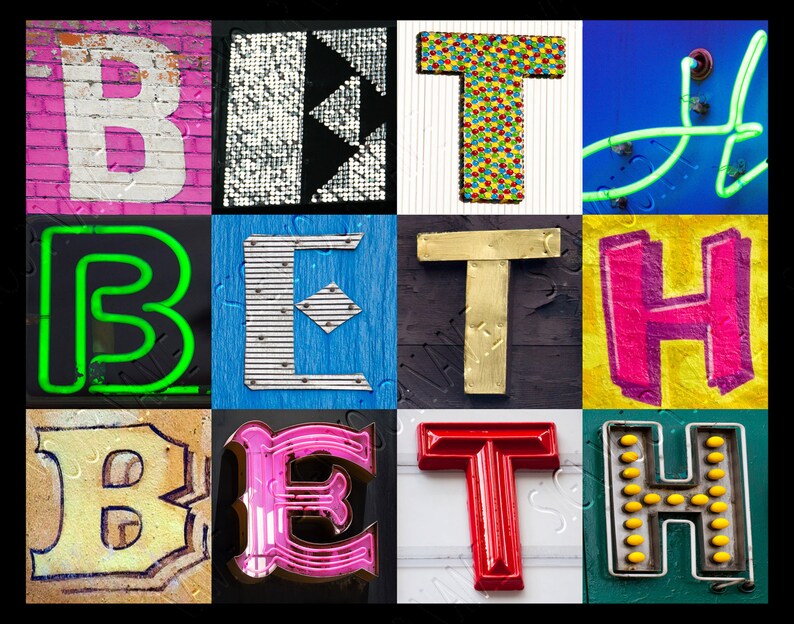 BETH Personalized Poster Featuring Photos of Letters From Signs ...