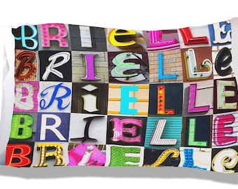 Personalized Pillow Case featuring BRIELLE in sign letters; Custom pillow cases; Teen bedroom decor; Cool pillowcase; Personalised bedding