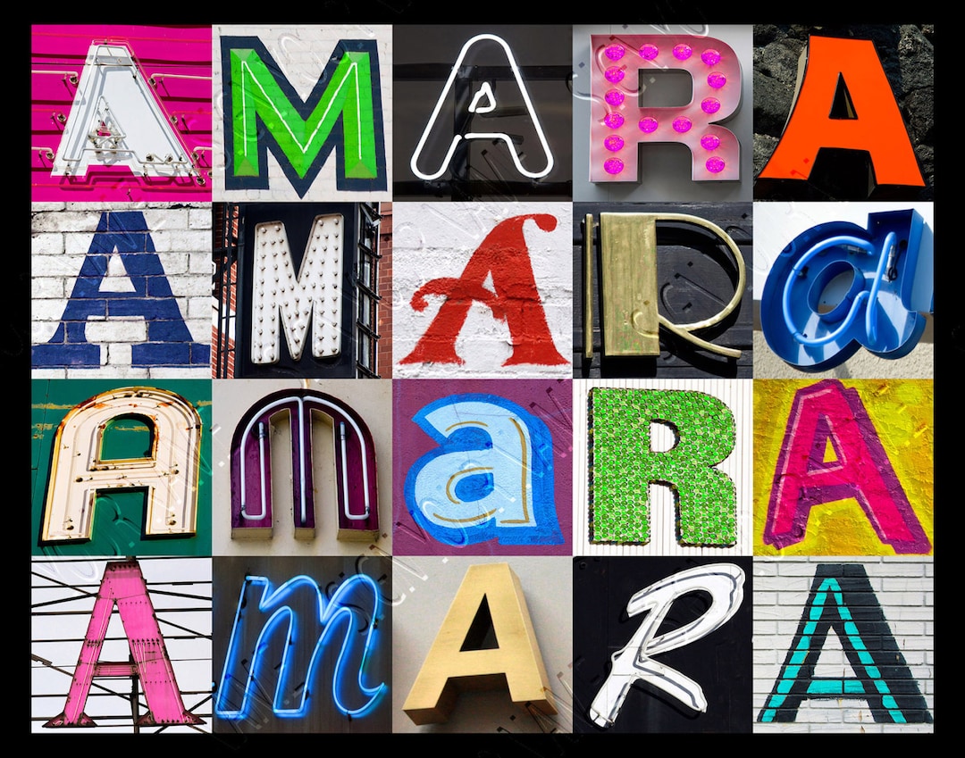 Personalized Poster Featuring AMARA in Photos of Alphabet - Etsy