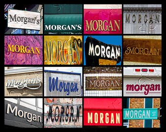 MORGAN Personalized Poster featuring the name showcased in photos of actual signs; Art print; Wall decor; Custom wall art