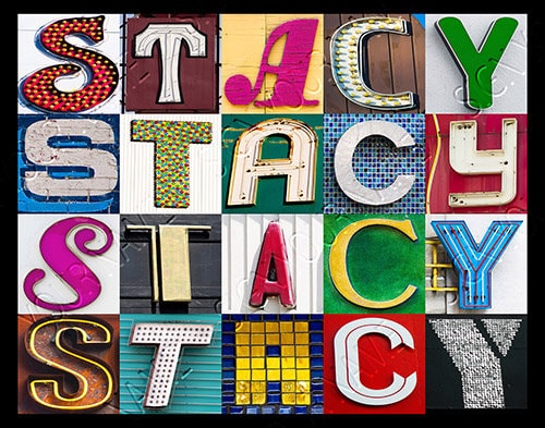 STACY, STACIE, STACEY or Stacia Personalized Poster featuring photos of letters from signs; Typography print; Custom wall art; Name poster