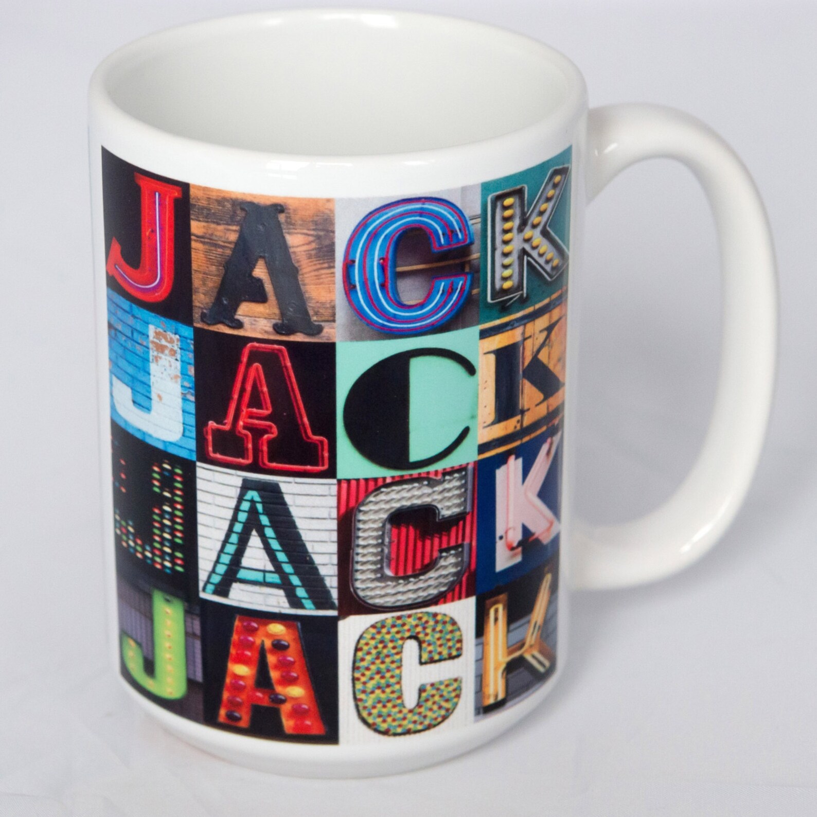 Personalized Coffee Mugs With NAMES in Photos of Alphabet Sign Etsy