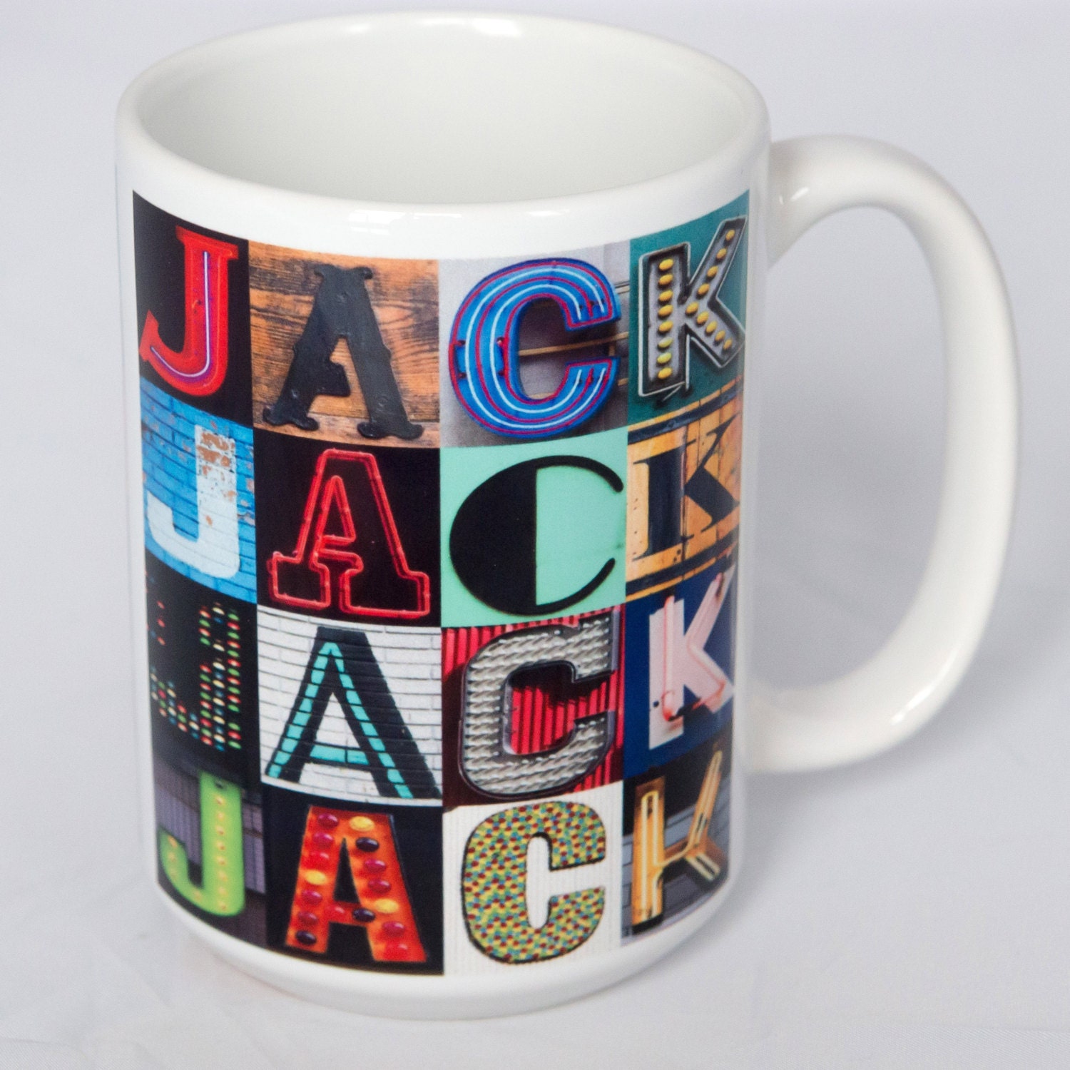 Personalized Coffee Mugs With NAMES in Photos of Alphabet Sign Etsy