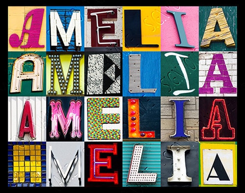 AMELIA Personalized Poster Featuring Photos of Alphabet Letters From ...