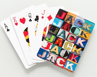 JACK Personalized Playing Cards featuring the name in letters from photos of actual signs; Deck of cards; Poker; Playing card