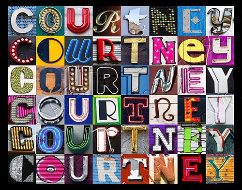 Courtney Lettering COURTNEY Personalized Poster Featuring Photos of Letters From Signs ...
