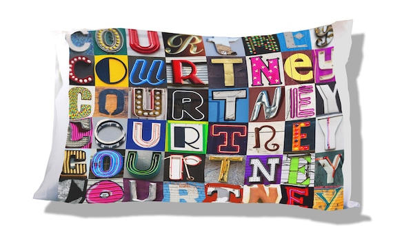 COURTNEY Coffee Mug Cup featuring the name in photos of actual sign letters