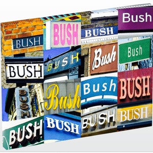 Personalized Photo Canvas featuring the name BUSH in photos of signs; Wall art; Wall decor; Home decor; Housewarming gift