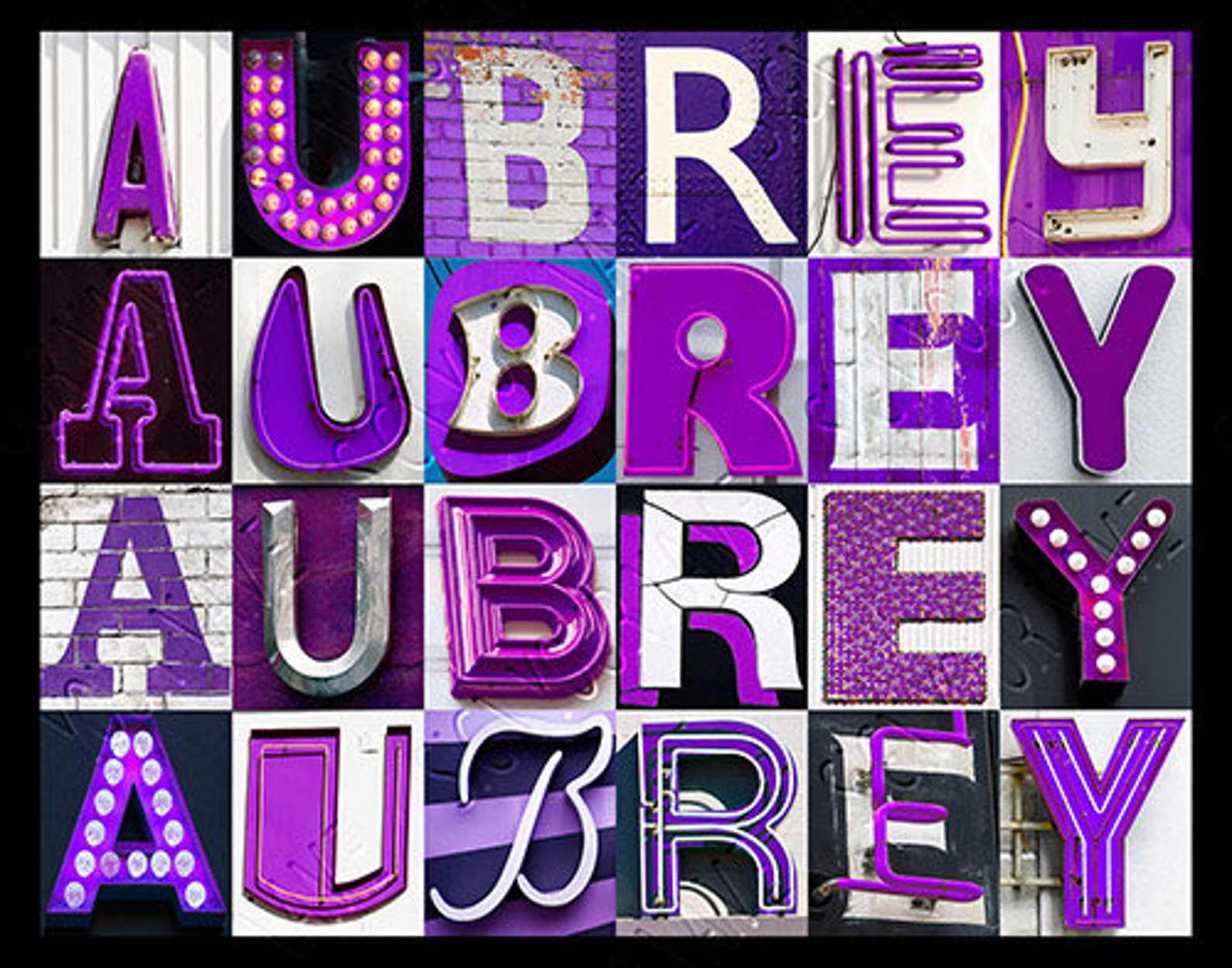 AUBREY Personalized Poster Featuring Photos of Alphabet Letters From ...