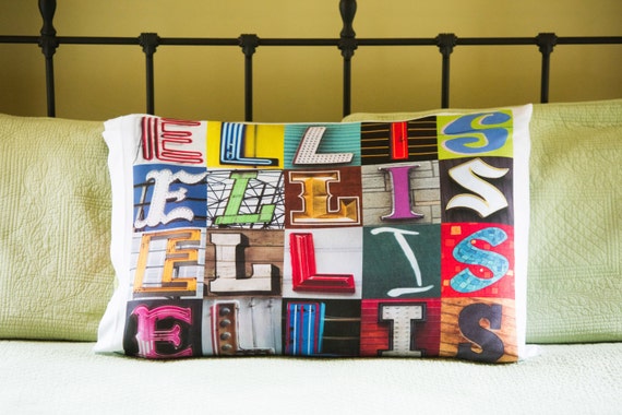 Personalized Pillow Case featuring MEREDITH in sign letters; Custom pillowcases; Teen bedroom decor; Cool pillowcase; Bedding