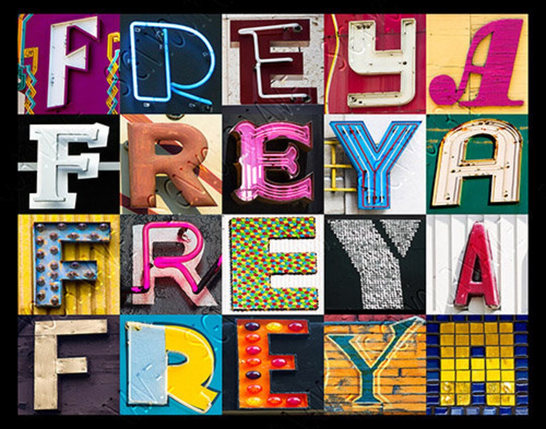 FREYA Personalized Poster Featuring Photos of Sign Letters; Typography ...