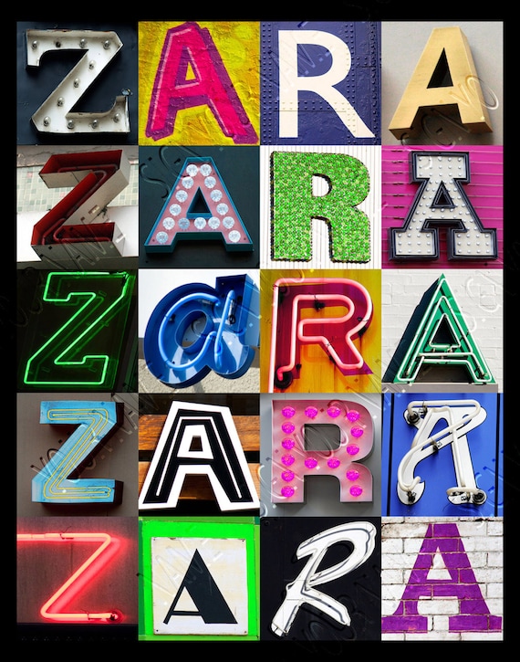 Personalizado El Cartel Con Zara En Fotos De Letras De La Etsy