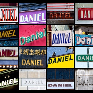 Personalisierte Poster, die mit DANIEL in Fotos von tatsächlichen Zeichen präsentiert; Kunstdruck; Wand-Dekor; Benutzerdefinierte Wandkunst; Name-Poster; Geburtstagsgeschenk