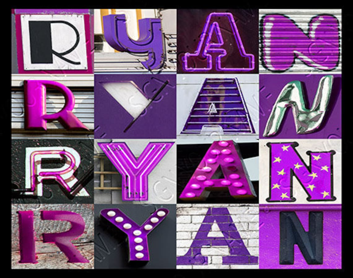 Ryann Letters RYAN Personalized Poster Featuring Photos of Alphabet Letters From ...