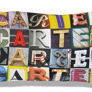 サイン文字で CARTER をあしらったパーソナライズされた枕カバー。カスタム枕カバー。ティーンの寝室の装飾。クールな枕カバー。パーソナライズされた寝具