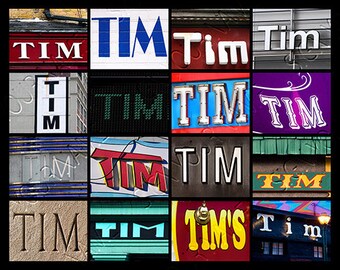 TIM Personalized Poster featuring the name showcased in photos of actual signs; Art print; Wall decor; Custom wall art