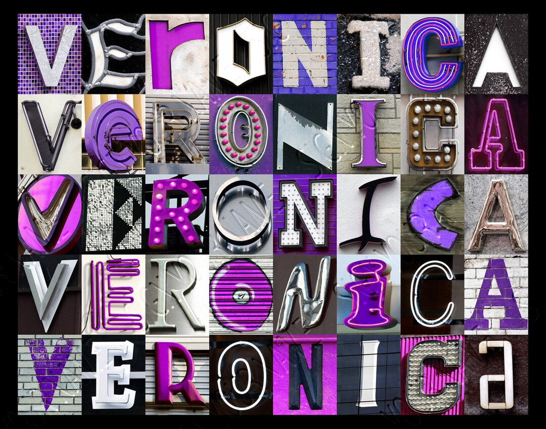 Personalized Poster Featuring VERONICA in Photos of PURPLE Alphabet ...