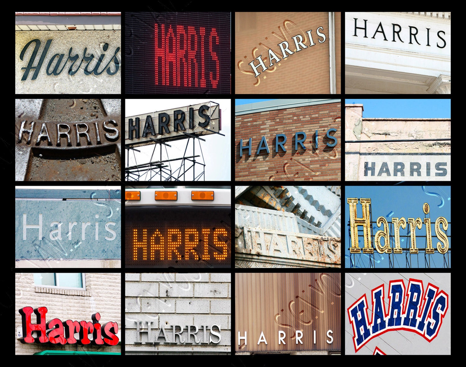 HARRIS Personalized Poster Featuring Photos of Actual Signs; Art Print ...