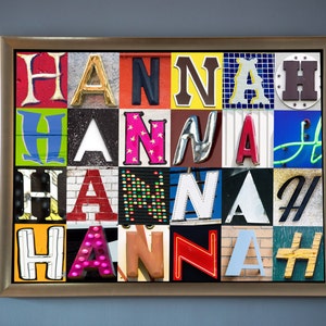 Custom Posters featuring ANY NAME in photos of alphabet sign letters; Typography print; Teen room decor; Dorm accessories, Kids room poster