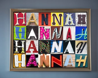 Custom Posters featuring ANY NAME in photos of alphabet sign letters; Typography print; Teen room decor; Dorm accessories, Kids room poster