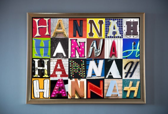 Custom Posters featuring ANY NAME in photos of alphabet sign letters; Typography print; Teen room decor; Dorm accessories, Kids room poster