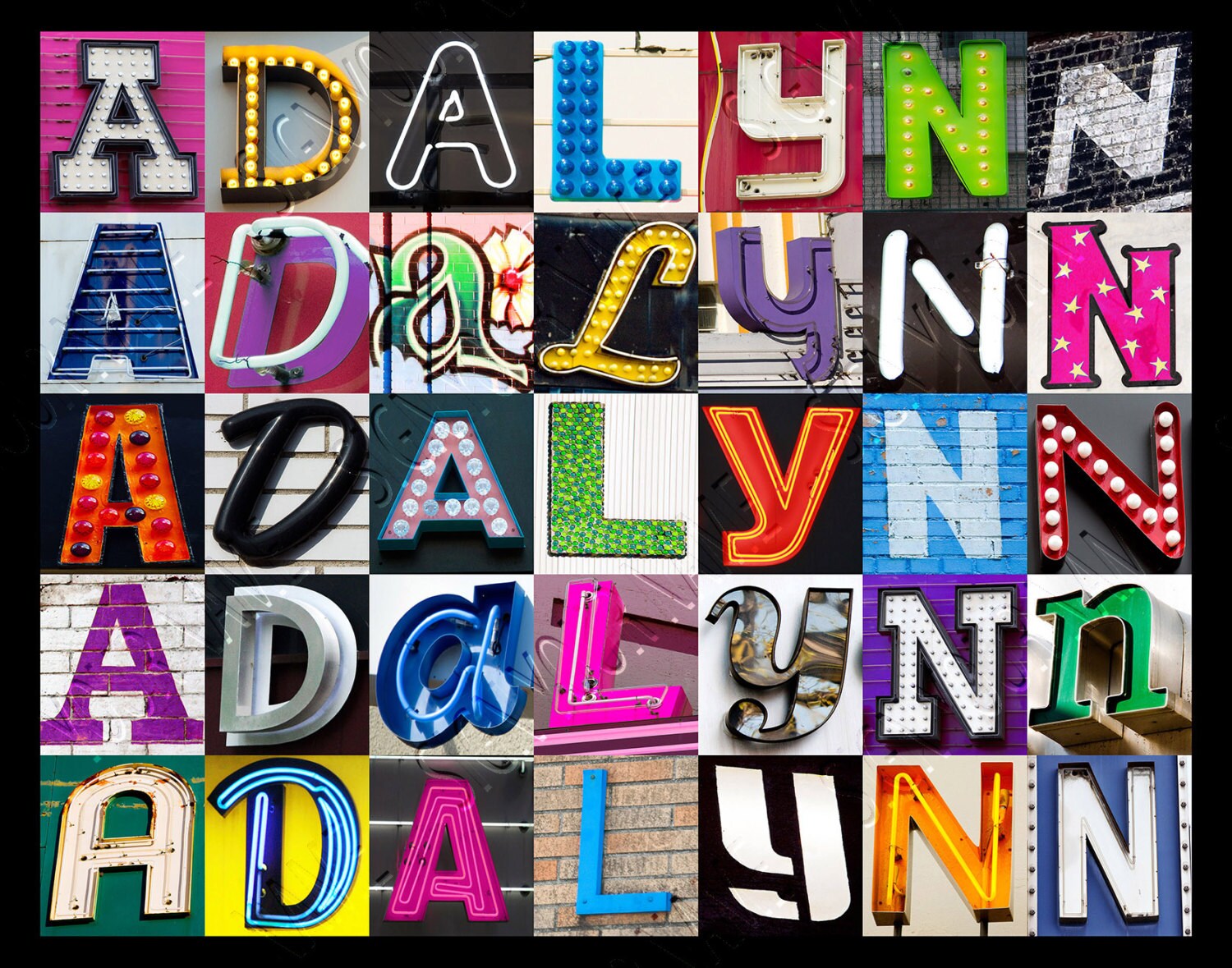 ADALYN or ADALYNN Personalized Poster Featuring Photos of Sign Letters ...
