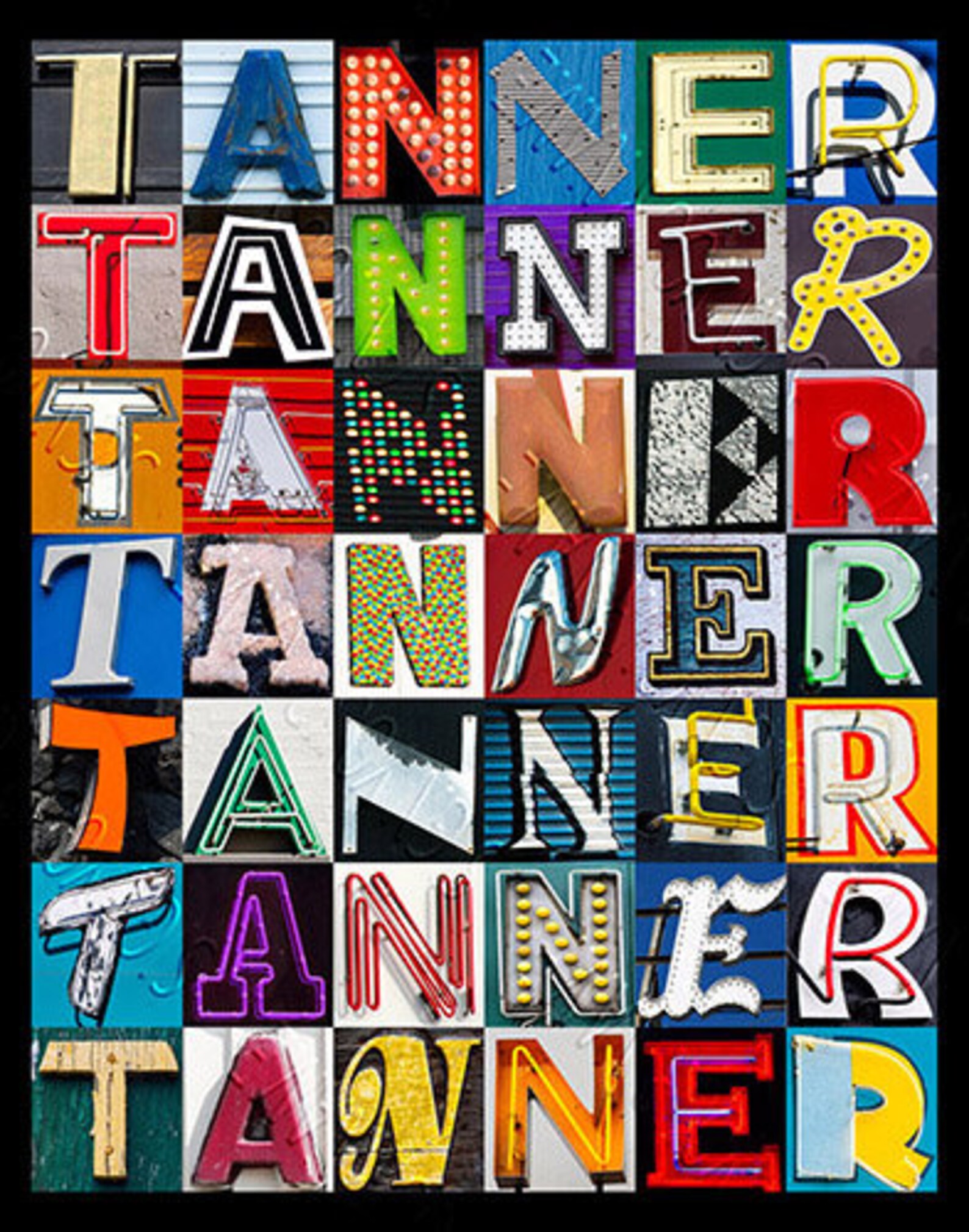 TANNER Personalized Poster Featuring Photos of Sign Letters Etsy