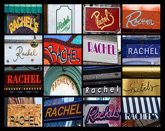 RACHEL Personalized Poster featuring the name showcased in photos of actual signs; Art print; Wall decor; Custom wall art