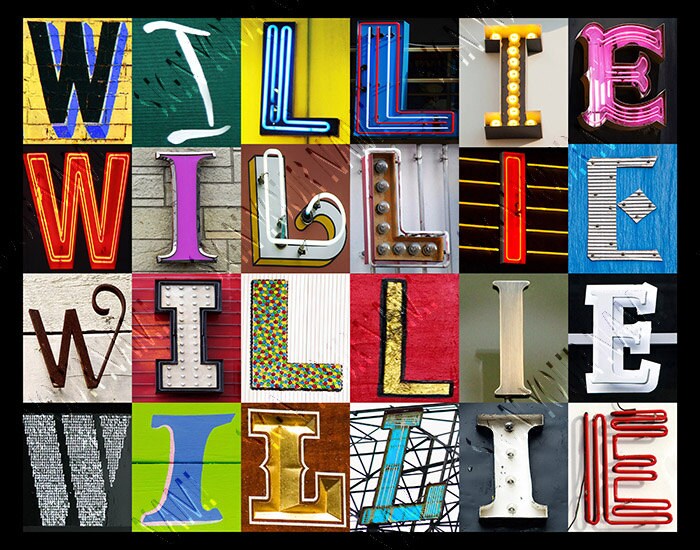 Willie Lettering Block WILLIE Personalized Poster Featuring Photos of Letters From Signs ...