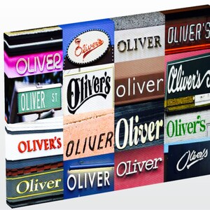 Personalized Photo Canvas featuring the name OLIVER in photos of signs; Wall art; Wall decor; Home decor; Housewarming gift