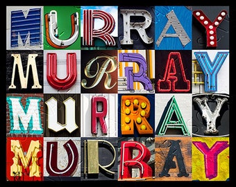 MURRAY Personalized Poster featuring  photos of letters from signs; Typography print; Wall decor; Custom wall art; Name poster