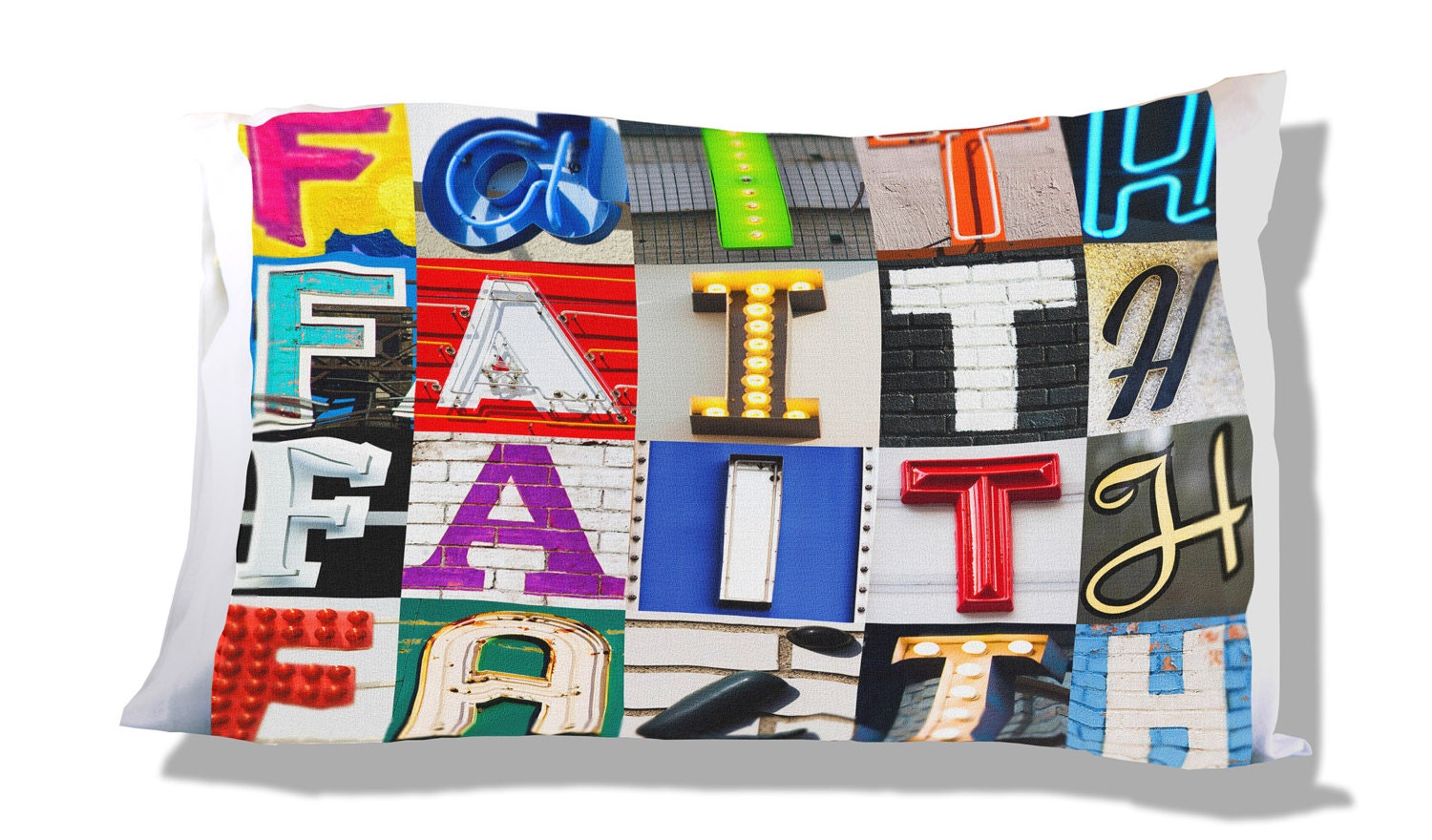 Personalized Pillow Case featuring FAITH in sign letters; Custom pillow cases; Teen bedroom decor; Cool pillowcase; Bedding
