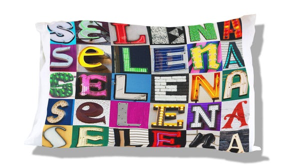 Personalized Pillow Case featuring MEREDITH in sign letters; Custom pillowcases; Teen bedroom decor; Cool pillowcase; Bedding