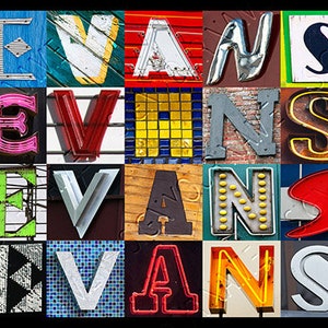 EVAN or EVANS Personalized Poster Featuring Photos of Alphabet Letters ...