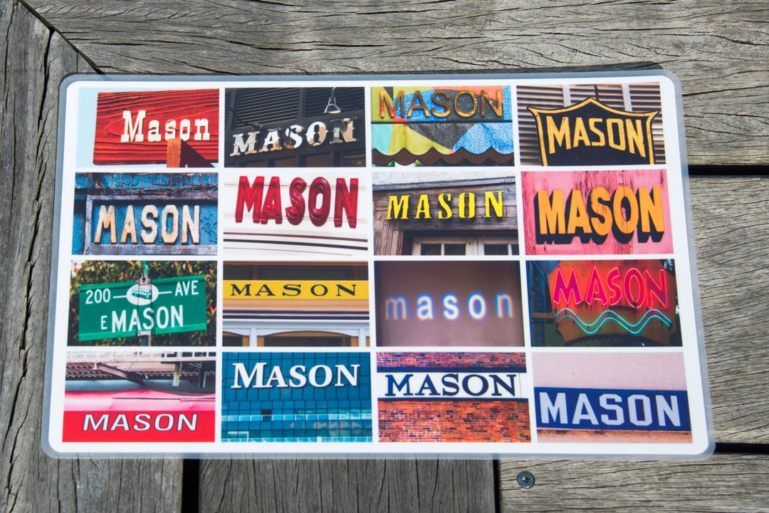 Personalised Placemats Featuring Names in Signs if Etsy
