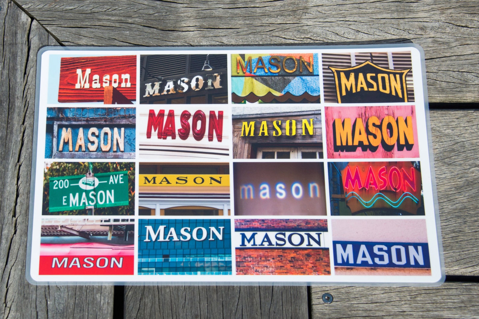 Personalised Placemats Featuring Names in Signs if Etsy