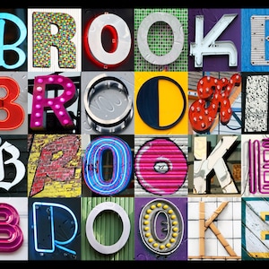 Poster personalizzato BROOKE o BROOK con foto di lettere tratte da cartelli; Stampa tipografica; Decorazioni murali; Arte murale personalizzata; Manifesto del nome