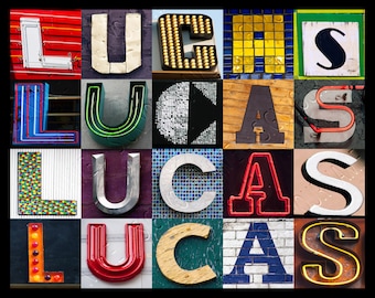 LUCAS  or LUKAS Personalized Poster featuring photos of alphabet letters from signs; Typography print; Wall decor; Name poster