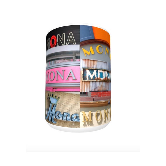 Details about   MONA Coffee Mug Cup featuring the name in photos of sign letters 