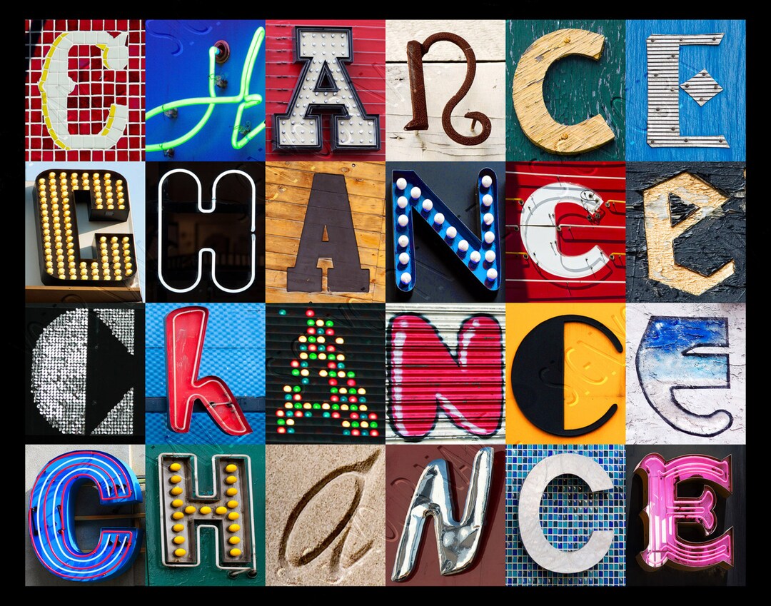 Chance Lettering Personalized Poster Featuring CHANCE in Photos of Alphabet Letters From ...